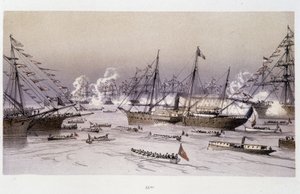 Vchod Orla do Port Said pro inauguraci Suezského průplavu – v „Skrze Suezskou šíji““ od Riou, Marius Fontaine od Edouard Riou