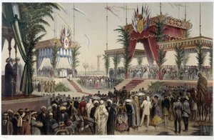 La Tribune des sovereigns v „“ Inaugurace Suezského průplavu od G. Nicole. 1869 od Edouard Riou
