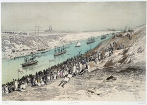 Průchod do El-Guisr v „“ Inauguraci Suezského průplavu G. Nicole. 1869 od Edouard Riou