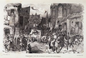 Philippe Auguste (Philippe-Auguste) chtěl nabídnout Pařížanům podívanou na triumfální start. sd. 12. století od Edouard Riou