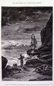 Vezmi ho dolů, Pane, do rukou sklíčených! v “Les Enfants du Capitaine Grant”” od Julese Verna od Edouard Riou