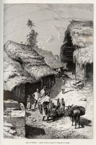 Druhy Pakhala (Pobřeží slonoviny). Rytina Riou pro ilustraci příběhu „“ Z Nigeru do Guinejského zálivu““ od kapitána Louise Gustava Bingera (1856–1936), v letech 1887–1889, v Le tour du monde, nouveau journal des voyages, pod vedením Edouard Cha od Edouard Riou
