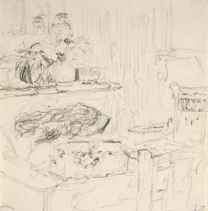 Interiér se čtvercovým stolem od Edouard Vuillard