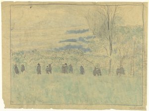 Krajina s chodci: pohřební průvod (?) od Edouard Vuillard