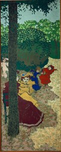 Děvčátka si hrají;z Vuillardovy série o veřejných zahradách (malba na plátně) od Edouard Vuillard