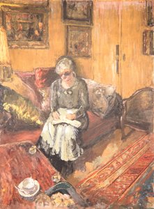 Madame Hessel v budoáru, Rue de Neapol, kolem roku 1935 (distemper na plátně) od Edouard Vuillard