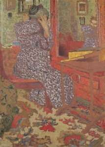 Madame Vuillard si upravuje vlasy, 1900 (deska) od Edouard Vuillard