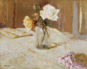 Růže ve skleněné váze od Edouard Vuillard