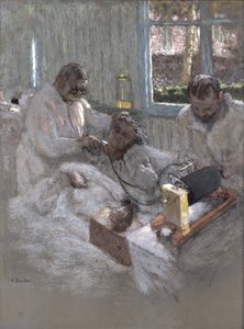 Kardiolog Henri Vaquez (1860-1936) a jeho asistent doktor Parvu v la Pitie, kolem 1918-21 (pastel na papíře) od Edouard Vuillard