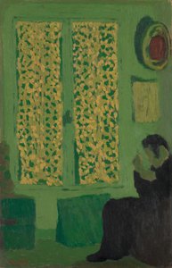 The Green Interior, 1891 (olej na kartonu, upevněno na dřevě v kolébce) od Edouard Vuillard