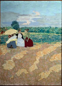 Veřejné zahrady: Rozhovor (uprostřed) (detail triptychu) od Edouard Vuillard