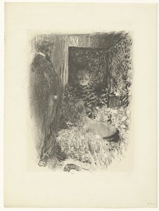 Twee vrouwen en man in verlicht interieur Intimité   1380364   cs       czech Successfully Translated  Original: Shono, from an untitled series of the fifty-three stations of the Tokaido Translat: Shono, from an untitled series of the fifty-three stations  od Edouard Vuillard