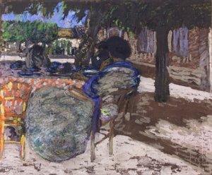 Pod stromy červeného pavilonu, 1905-07 (olej na plátně) od Edouard Vuillard