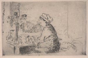Žena s kyticí, kolem roku 1924 (lept) od Edouard Vuillard