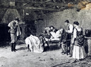 Smrt Anity Garibaldi na farmě markýze Guiccioliho (ilustrace)