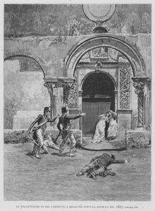 Vojáci Del Carretto v Syrakusách po povstání v roce 1837 (rytina) od Edouardo Matania