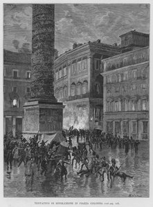 Pokus o revoluci na Piazza Colonna (rytina) od Edouardo Matania