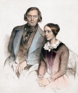 Robert et Clara Schumann (barevná rytina) od Eduard (after) Kaiser