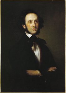 Felix Mendelssohn-Bartholdy, německý skladatel, vnuk Mosese Mendelssohna (olej na plátně) od Eduard (after) Magnus