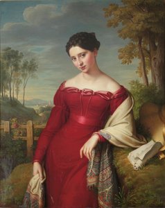 Portrét mladé elegantní dámy od Eduard Friedrich Leybold