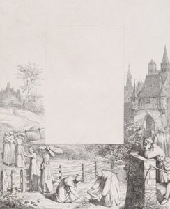 Talíř 5: ženy sbírající rostliny a nesoucí je nad hlavami, mužský divák v ří..., 1836. od Eduard Julius Friedrich Bendemann