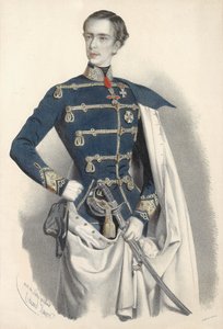 Portrét rakouského císaře Františka Josefa I. v maďarské uniformě, c. 1850.