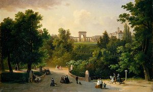 Pohled ze zahrad Karlsaue na Friedrichsplatz od Eduard Stiegel