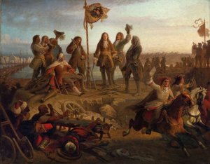 Princ Evžen posílá posla k císaři, který ho informuje o svém vítězství ..., asi 1860. od Eduard von Engerth