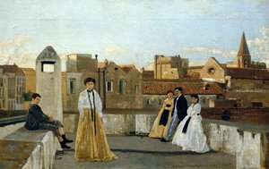 Terasa, Edoardo Dalbono (1841-1915), olej na panelu, 45x30 cm.