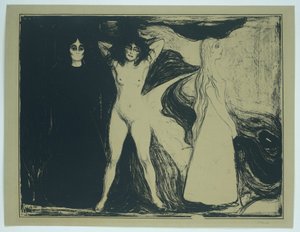 Ženy ve třech fázích (původní název) Žena (sfinga) (původní název) od Edvard Munch (signed by artist)