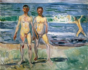 Bathers Painting od Edvarda Muncha (1863-1944) 1940-1942 Ne. 149,5x120 cm Vídeň, Kunsthistorisches Museum, Nue Gallery in der Stallburg od Edvard Munch