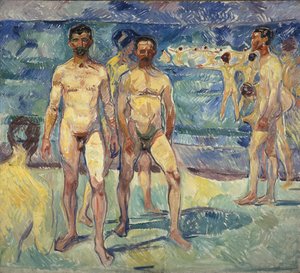 Koupání muži od Edvard Munch