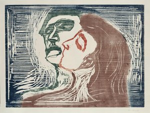 Tváří v tvář (muž a žena, kteří se líbají) od Edvard Munch