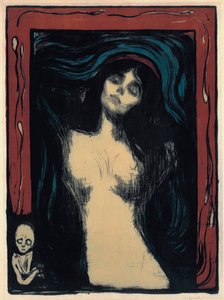 Madonna (zamilovaná žena). Dílo Edvarda Muncha (1863-1944), barevná litografie od Edvard Munch