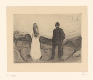 Muž a žena stojící na břehu Dva lidé (původní název) od Edvard Munch