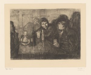 Muži kolem stolu v kavárně Kristiana (Oslo) Bohemians I (původní název) od Edvard Munch