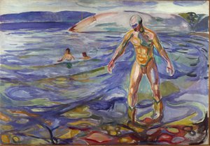 Obraz The Bather od Edvarda Muncha (1863-1944) 1918 Sun. 138x199,5 cm Oslo, Městské umělecké sbírky od Edvard Munch
