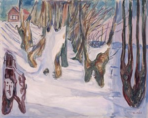 Zimní krajina s domem od Edvard Munch
