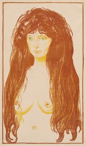 Žena s rudými vlasy a zelenýma očima (Hřích) od Edvard Munch