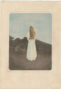 Mladá žena na pláži od Edvard Munch