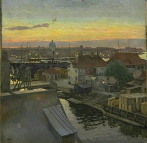 Pohled na Wilders Plads v Christianshavn. Večer od Edvard Weie