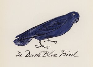 Edward Lear, The Bird Book: The Dark Blue Bird (barva lito)