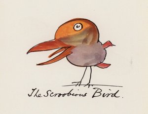 Edward Lear, The Bird Book: The Scroobious Bird (barevné lito)