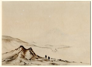 Mount Erebus z Hut Point, 1901-04 (wc na papíře) od Edward Adrian Wilson