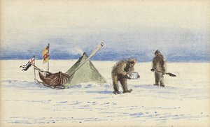 Sáňkařská párty na White Island, únor 1902: tábor Shackleton a Wilson, 1902 od Edward Adrian Wilson