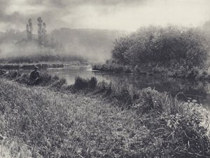 Mlhavé podzimní ráno na testech (čb fotografie) od Edward Alfred Barton