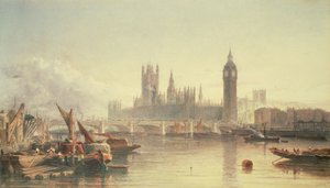 Budova parlamentu a Westminsterský most od Edward Angelo Goodall
