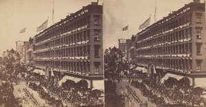 Velvyslanectví odchází z metropolity na radnici, 1860.