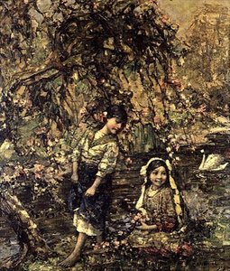 Labutí rybník od Edward Atkinson Hornel