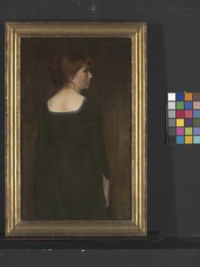 Portrét mladé ženy, kolem roku 1887 (olej na plátně) od Edward August Bell